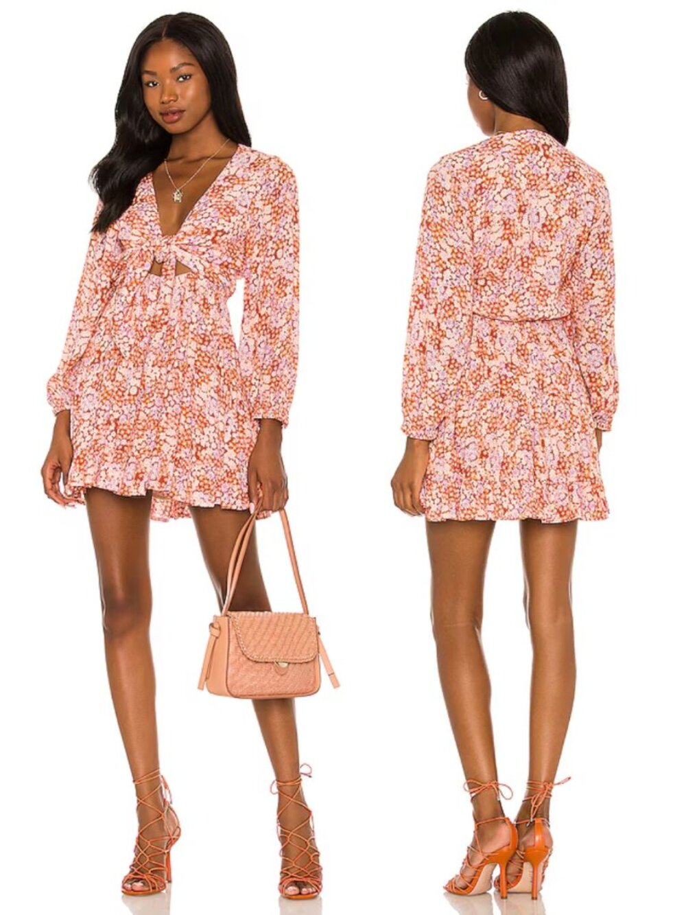 L*SPACE Stay Golden Tie Front Mini Dress Resort Wear Vacation Romantic Wedding